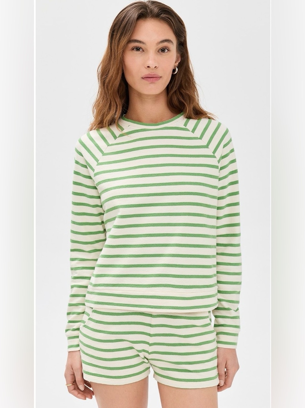 Kule The Eco Cotton Franny Sweatshirt women’s size M cream green stripe